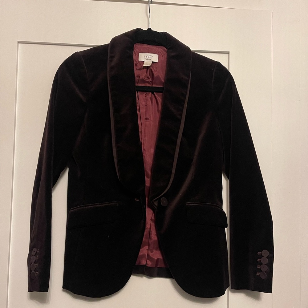 Ann Taylor Loft Plum Velvet Blazer